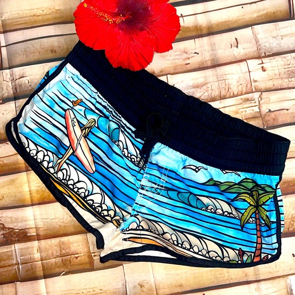 Rip Curl Heather Brown Sunset Beach Board Swim Shorts Surf Siren